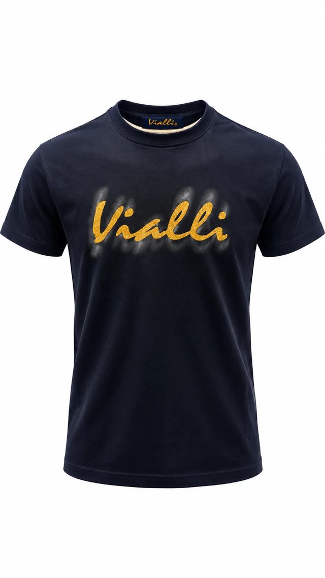 Vialli Gold Script T-Shirt – Navy